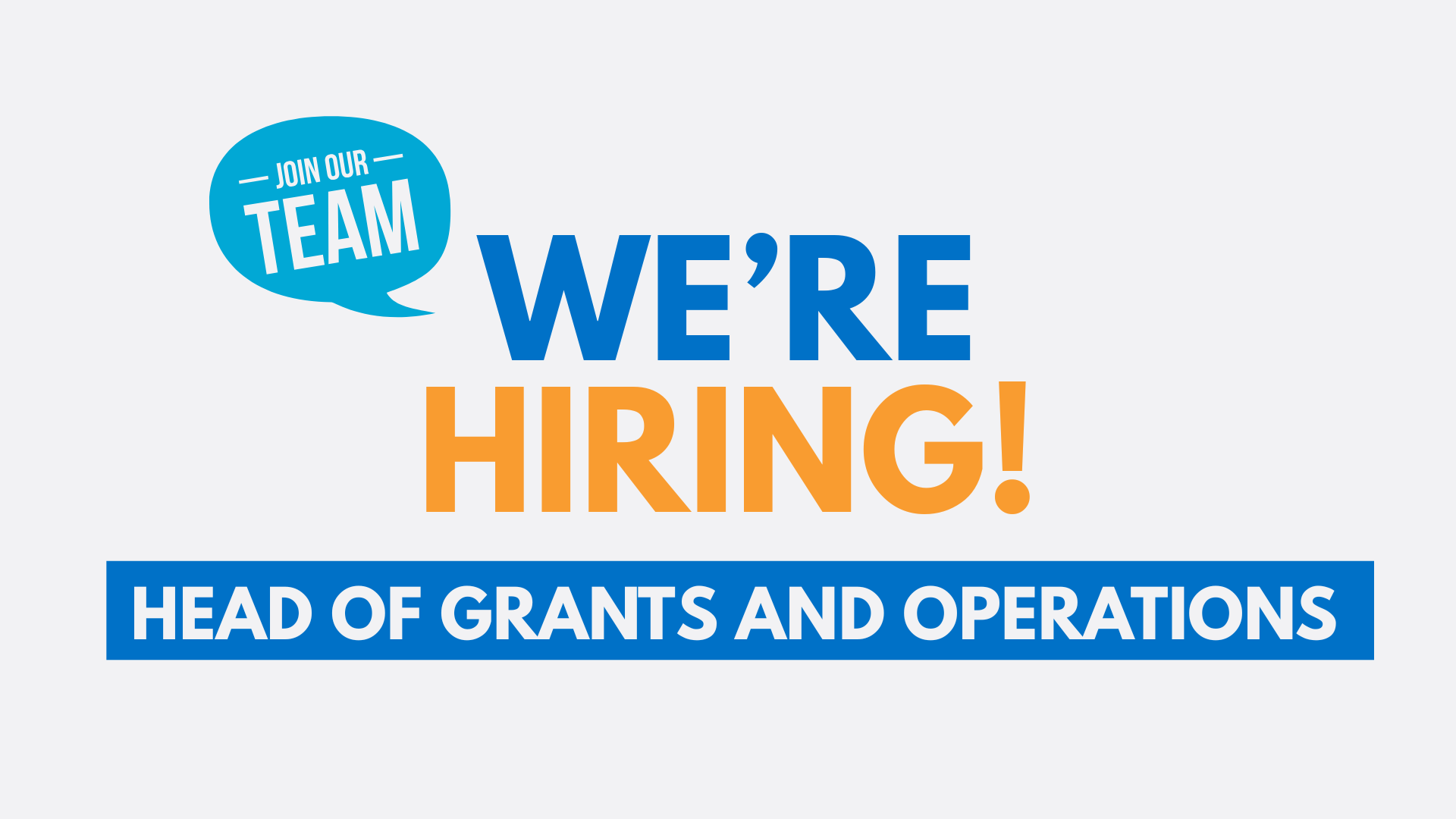Vacancy – Head of Grants and Operations